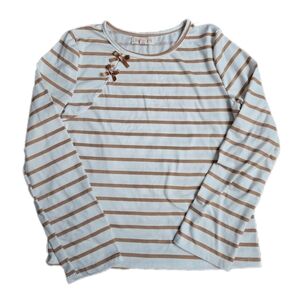 🍓NWOT btween Long Sleeve Shirt - Brown and Cream Stripes